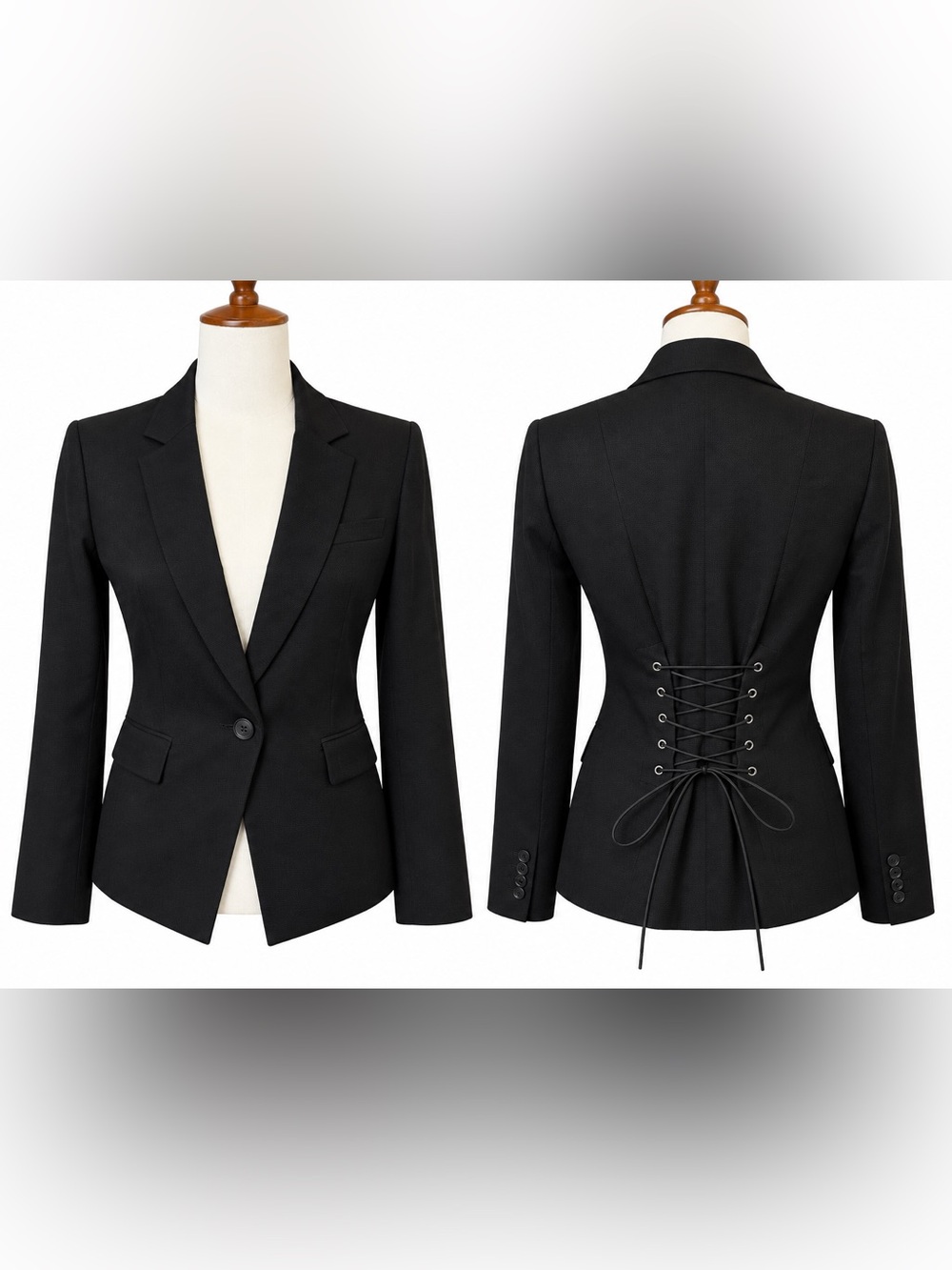 VERONICA BEARD BENTLEY LACE UP CORSET BLACK TEXTURED CREPE BLAZER JACKET sz 8